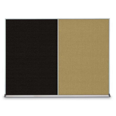 United Visual Products Triple Door Radius Plus Corkboard, 72" x UV8005PLUS-SATIN-CINNABA